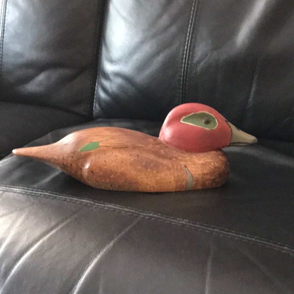 Carved wood duck decoy
